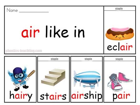 air Phonics Flip Book - air words - Guided Reading Phonics Book - FREE