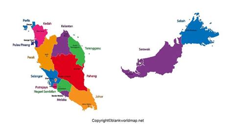 Labeled Map of Malaysia with States, Cities & Capital