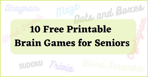 10 Free Printable Brain Games For Seniors - Technology for Seniors