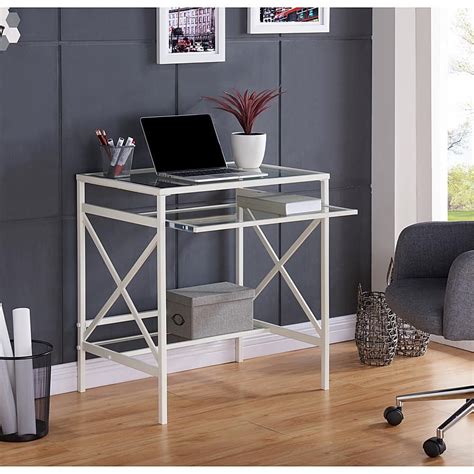 Marion Metal/Glass Small-Space Desk - White - 8521736 | HSN in 2021 ...