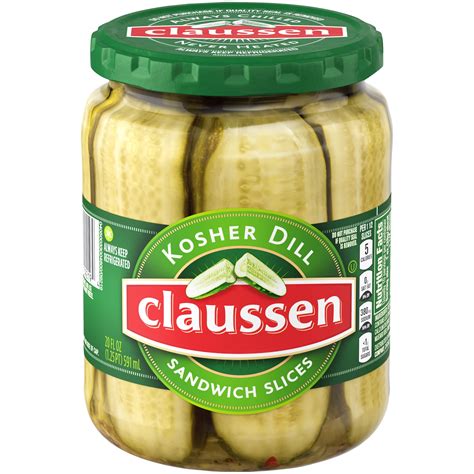 Claussen Kosher Dill Pickle Sandwich Slices, 20 fl oz Jar - Walmart.com - Walmart.com