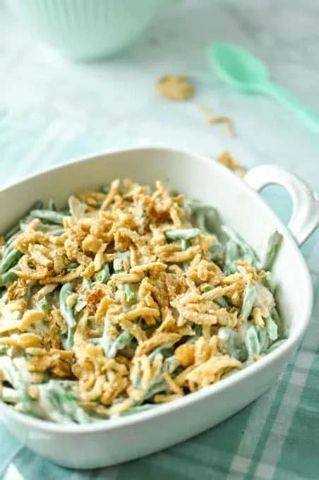 Easy Green Bean Casserole Side Dish with French Fried Onions ~ Crafting a Family