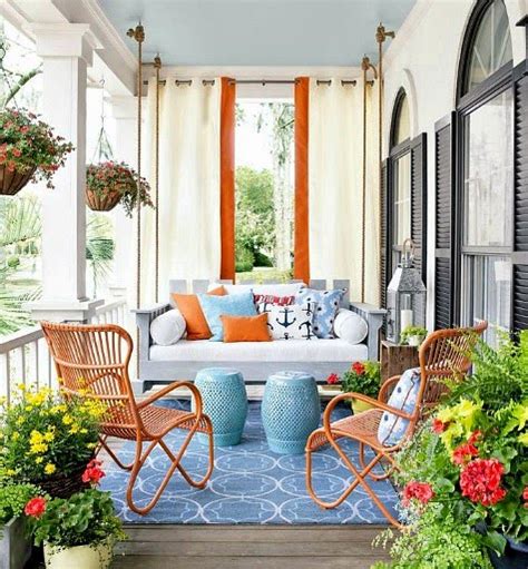 Coastal Summer Porch Ideas with Outdoor Curtains