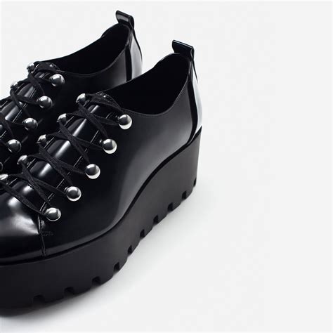 Zara Flat Platform Shoes in Black | Lyst