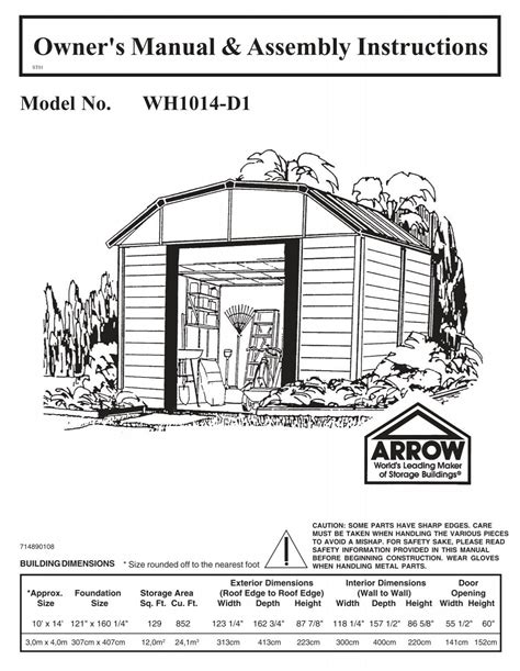 WH1014 manual - Arrow Sheds