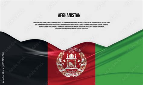 Afghanistan flag design. Waving Afghanistan flag made of satin or silk fabric. Vector ...