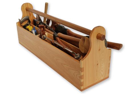 Wood tool box, Wooden tool caddy, Portable tool box