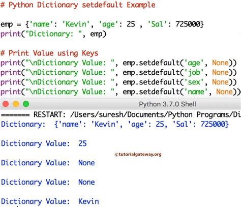 Python Dictionary setdefault