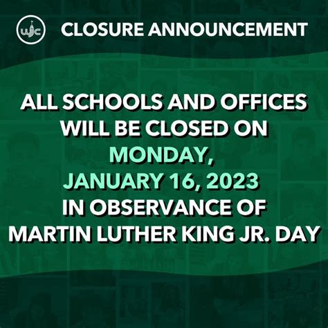 Schools will be closed on Monday, January 16th, for MLK Jr. Day – Warhill