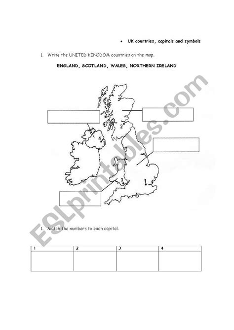 UK- countries, capitals and symbols - ESL worksheet by lago