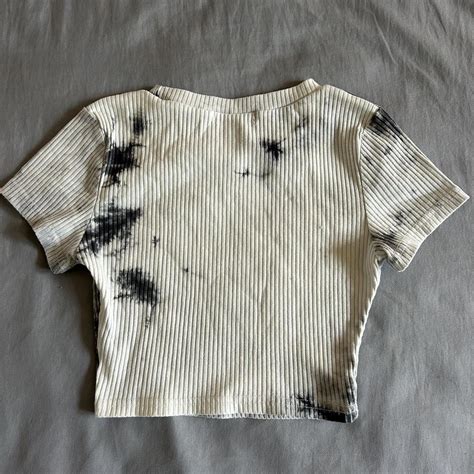 white and black tie dye shirt- wore... - Depop