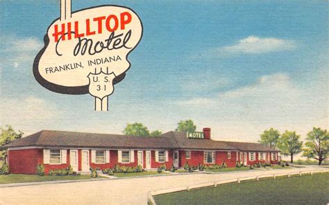 Franklin Indiana linen street view of Hilltop Motel vintage pc DD7610 - Mary L. Martin Ltd ...