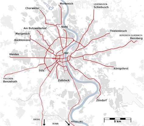 Stadtbahn : Köln U-Bahn-Karte , Deutschland