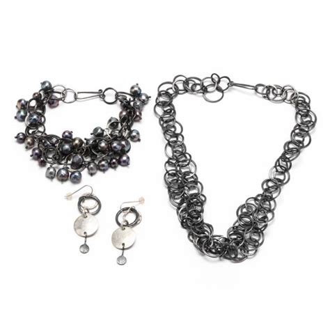Three Pieces of Blackened Silver Modernist Jewelry (Lot 3319 - Winter Modern Art & DesignJan 26 ...
