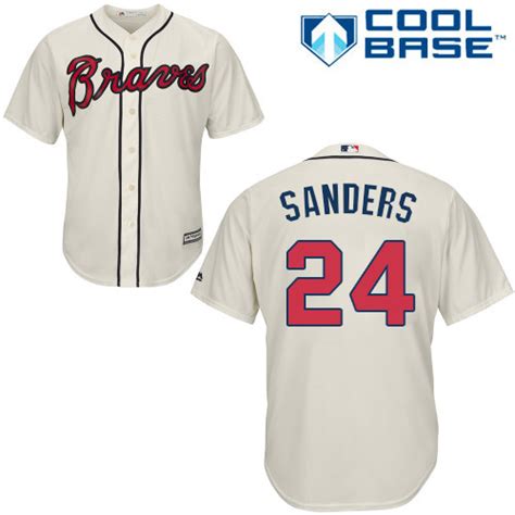 Men's Majestic Atlanta Braves #24 Deion Sanders Replica Cream Alternate ...