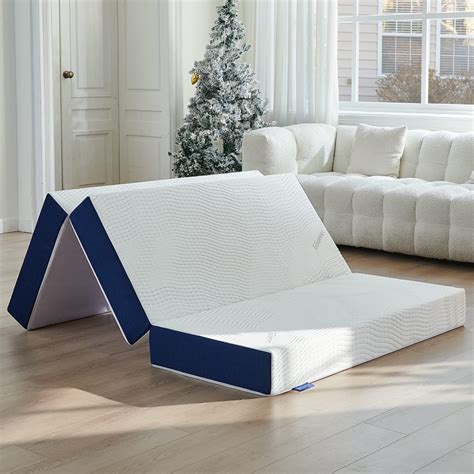 IYEE NATURE Folding Mattress, 4 inch Tri-Fold Memory Foam Mattress Toppe, Foldable Mattress ...