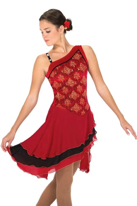 skating competition dress red beautiful ice dress for training free shipping figure dress for ...