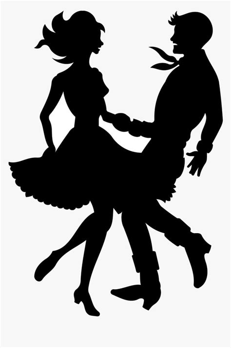 a man and woman dancing in silhouette against a white background