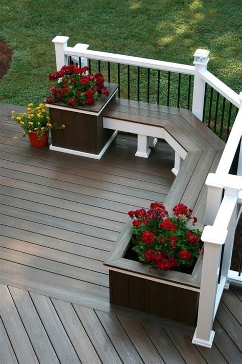 Corner deck bench with built in planters | Home | Pinterest