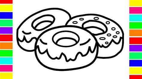 Donut Coloring Page Donut Coloring Page For Kids How To Draw Colorful Donut Learn ...