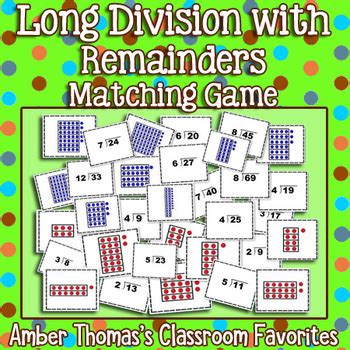 Long Division with Remainders Matching Game by Amber Thomas | TpT