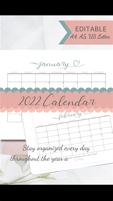 Printable 2022 Calendar with Inspirational & Motivational Quotes and ...