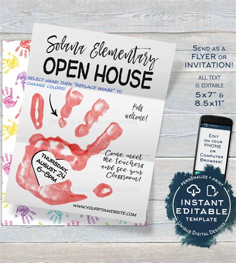 Back to School Open House Invitation, Editable Parent meet the Teacher