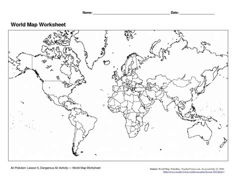 Continents And Oceans Map Quiz Printable - Printable Maps