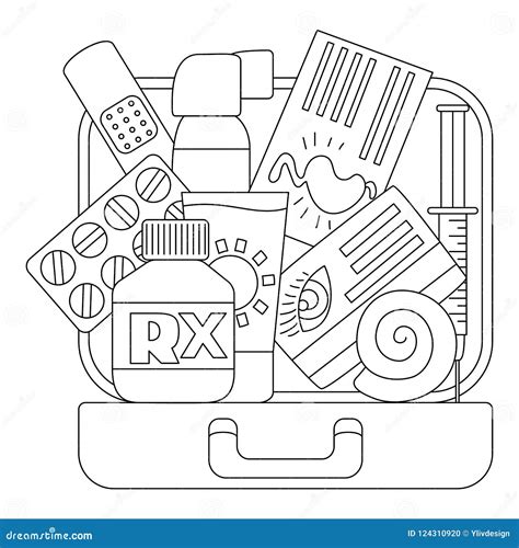 First Aid Kit Icons Set, Outline Style Stock Illustration - Illustration of outline, icon: 124310920