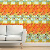 Poppies-Continuous Orange Wallpaper | Spoonflower