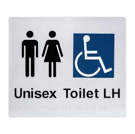 Unisex Accessible Toilet LH Braille Sign • Tactile Systems Australia