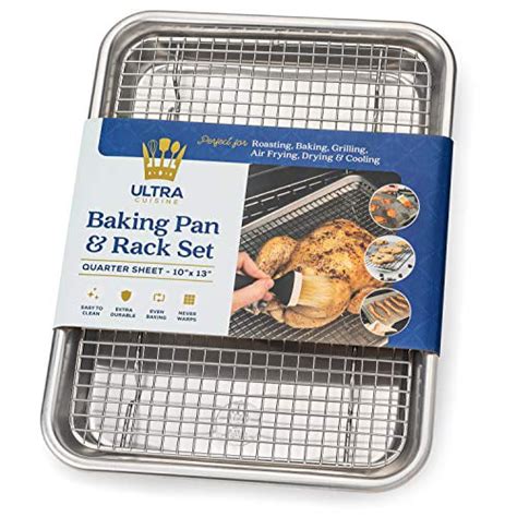 Baking Pan with Cooling Rack Set - Quarter Sheet Pan Size - Includes ...