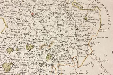 1793 Map of Bedfordshire by J. Cary. Framed.