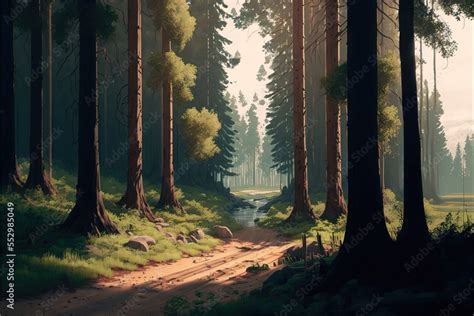 Forest Wallpaper, 4k Landscape Stock Illustration | Adobe Stock