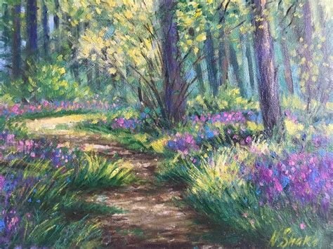 Forest Landscape Oil Painting Digital, Nature Wall Art, Flower ...