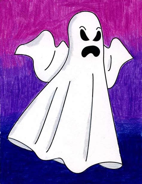 Easy How to Draw a Ghost Tutorial and Ghost Coloring Page