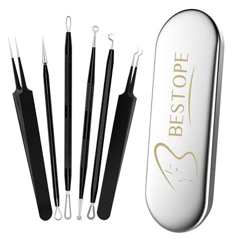 Amazon.com: BESTOPE Blackhead Remover Pimple Popper Tool Kit 6Pcs Blackhead Extractor Tool ...