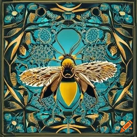 Art deco grapevine and bee artwork