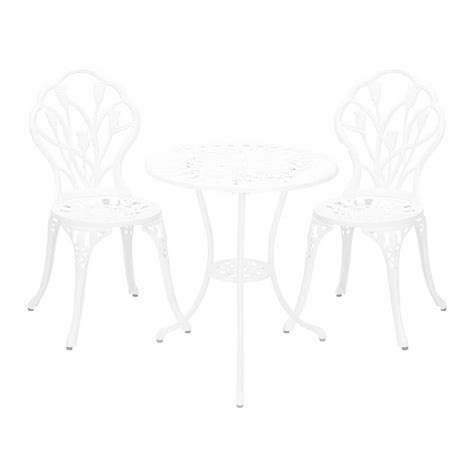 Amucolo 3-Piece White Cast Aluminum Outdoor Bistro Set Jac-CYD0-0BW ...