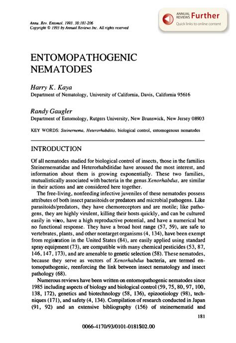 Entomopathogenic Nematodes | Annual Reviews