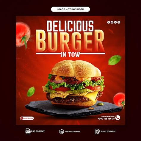 Premium PSD | Special food menu hot and delicious burger social media template free psd