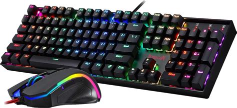 Redragon K551-RGB-BA Mechanical Gaming Keyboard and Mouse Combo Wired RGB LED Backlit 104 Key ...