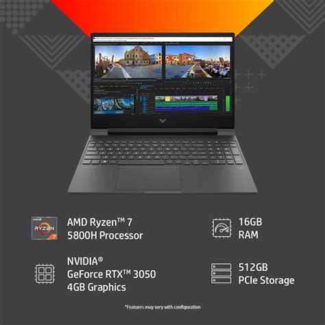 HP Victus AMD Ryzen 7-5800H 15.6 inch(39.6 cm) FHD Gaming Laptop (16GB RAM/512GB SSD/RTX 3050 ...