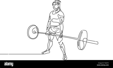 Continuous one line drawing powerlifter perform deadlift. Powerlifting, sport theme Stock Vector ...