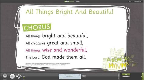 All Things Bright & Beautiful Assembly Songs Out of the Ark Words on ...