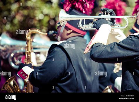 Brass Band in uniform performing Stock Photo - Alamy