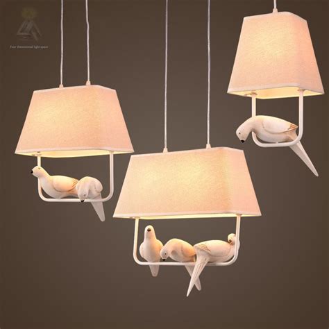 Novelty Birds pendant lights vintage lamp resin bird fabric lampshade for kitchen lighting ...