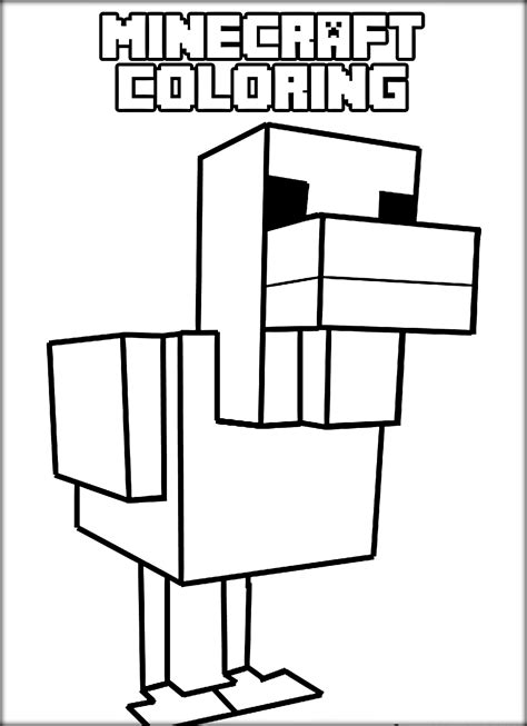 Minecraft Chicken Coloring Page - Free Printable Coloring Pages for Kids