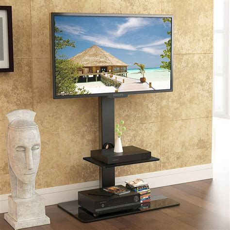 FITUEYES Universal Floor Swivel Tv Stand Base with Mount and Shelves ...