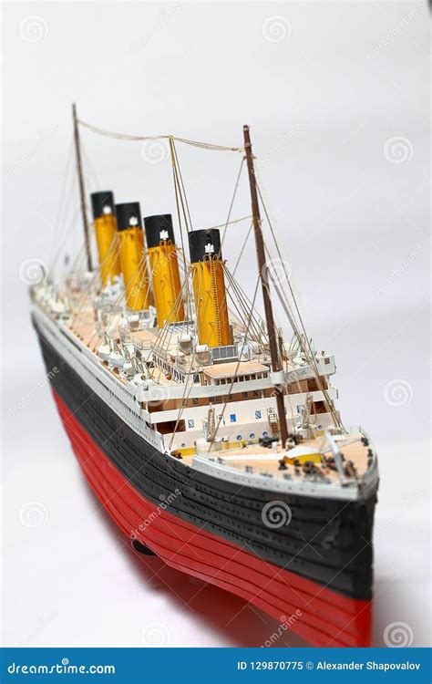 Handmade Model of Titanic. Beautiful Handmade Model of Titanic on White ...